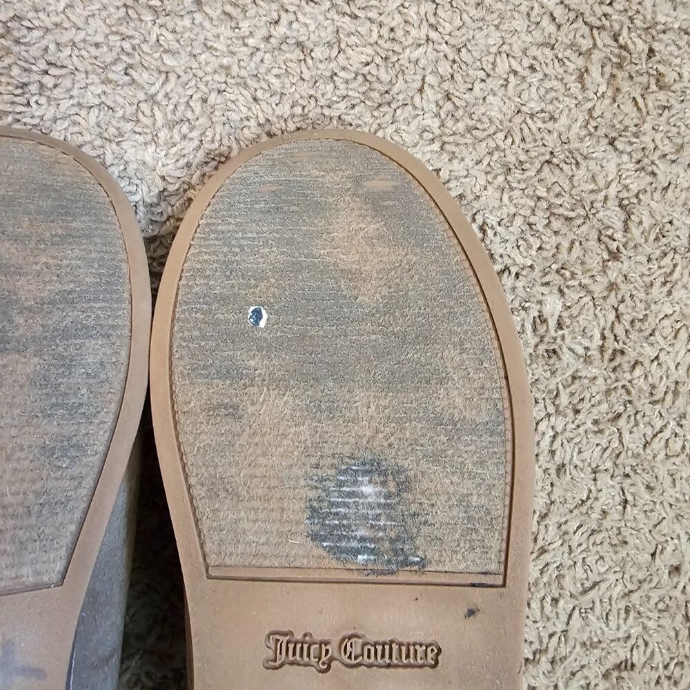 Juicy Couture Kerri Booties Womens 9 Tan Faux Suede Shearling Lined Ankle Boots - Picture 11 of 12